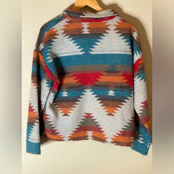 Aztec Shacket Boho Wool Button-Down - Picture 6 of 8